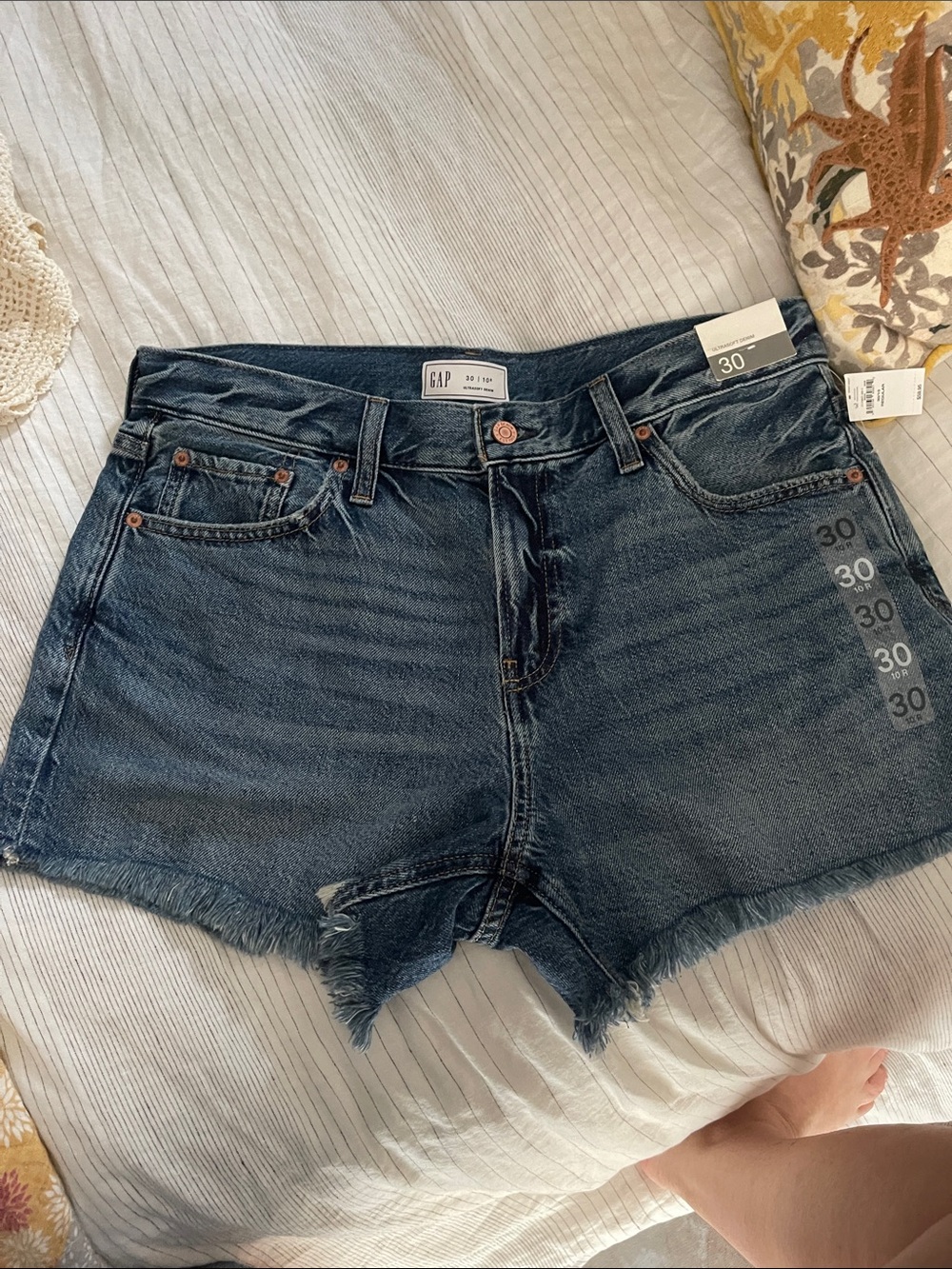 GAP Dark Blue High-Rise Denim Cutoff Shorts